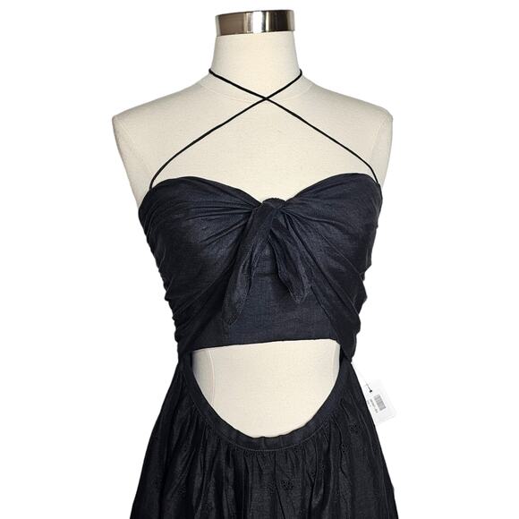 Zimmerman Iris Picnic Dress 100% Linen in Black Size 1 NWT $795 - Picture 5 of 14